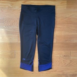 Under Armour 3/4 Leggings Small Black/ Purple